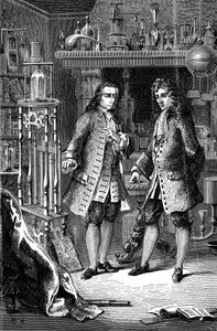 Robert Boyle angol-ír kémikus és fizikus és Denis Papin francia fizikus, 1870 alkotó: Unbekannt
