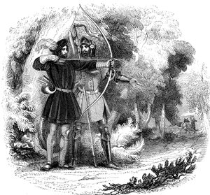Robin Hood, a legendás angol népi hős és törvényen kívüli szegények bajnoka, a 19. század elején alkotó: Unbekannt