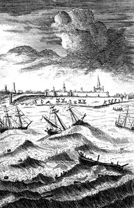 Robinson Crusoe hajótörést szenvedett Yarmouthban, 1719 alkotó: Unbekannt