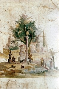 Római falfestmény egy mitikus tájról, Agrippa Postumus villája, Pompei közelében, Olaszországban alkotó: Unbekannt