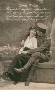 Romantikus képeslap egy katonával és kedvesével, 1914–18 alkotó: Unbekannt