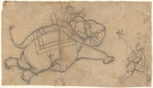 Running Elephant recto, Practice Sheet of Elephant Sketches verso, 18. század közepe. alkotó: Unbekannt