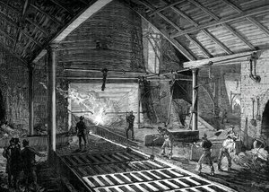 Az olvadt vasat a disznókba fújjuk, c1880 alkotó: Unbekannt