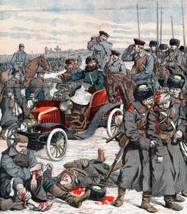 Orosz tábornok, aki autójából irányítja a hadjáratot, Orosz-Japán háború, 1904 alkotó: Unbekannt