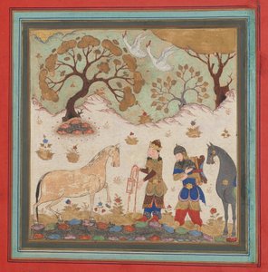 Rustam elkapja Rakhsh folio-t a Shahnama királyok könyvéből, 15. század közepe. alkotó: Unbekannt