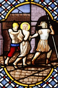 Saint-Corentin (Saint Corentin) katedrális, Quimper ólomüveg : Keresztelő Szent Jánost letartóztatták, Quimper, Franciaország alkotó: Unbekannt