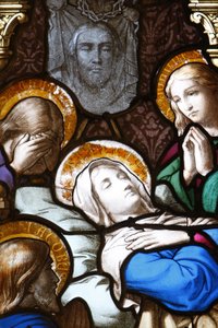 Saint-Corentin (Saint Corentin) székesegyház, Quimper Ólomüveg: a Dormition, Quimper, Franciaország alkotó: Unbekannt