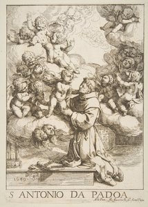 Páduai Szent Antal a Krisztus Gyermekét imádja, másolat Cantarini után, 1640. alkotó: Unbekannt