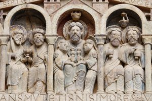 Sainte Foy apátsági templom timpanonja: Abraham, Conques, Franciaország alkotó: Unbekannt