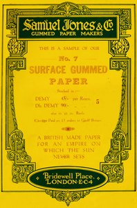 Samuel Jones & Company Gummed Paper Makers hirdetése, 1919 alkotó: Unbekannt