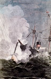 Jelenet Jules Vernes A Földtől a Holdig című filmből, 1865 alkotó: Unbekannt
