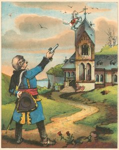 Jelenet Rudolph Erich Raspe Münchausen báró kalandjaiból, 1850 alkotó: Unbekannt