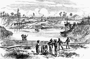 Jelenet a de Lessepsnek a Panama-csatorna ásására tett kísérletéből, 1888 alkotó: Unbekannt