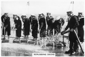 A fedélzet súrolása a HMS Nelson fedélzetén, 1937 alkotó: Unbekannt
