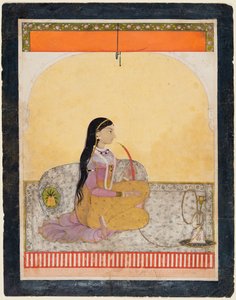 Ülő hölgy vízipipát szív, c. 1780. alkotó: Unbekannt