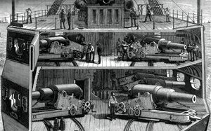 Az Alexandra, c1880 vasborítású fregatt elemeinek metszete alkotó: Unbekannt