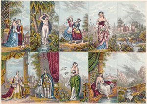 Nézet- és ábrák sorozata, köztük Viktória királynő és Albert herceg portréja, 1851 alkotó: Unbekannt
