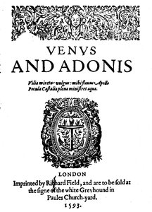 Shakespeare első publikált munkája – Vénusz és Adonisz első kiadása, 1593, 1946 alkotó: Unbekannt