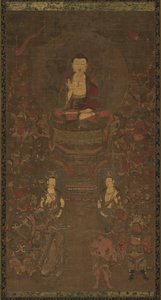 Shakyamuni Triád a Nagy Bölcsesség Szútra tizenhat védelmezőjével, 1300-as évek. alkotó: Unbekannt