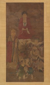 Shakyamuni luohannal, mennyei királlyal és fiúkkal, 17. század eleje. alkotó: Unbekannt