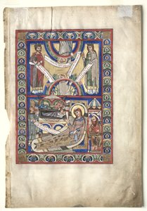 Egyetlen levél egy evangéliumi könyvből: A születés recto, c. 1190. alkotó: Unbekannt