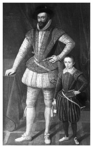 Sir Walter Raleigh és fia, 1602, 1896 alkotó: Unbekannt