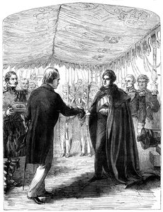 Sir Walter Scott átadja a Szent András keresztet IV. György királynak, 1822 alkotó: Unbekannt
