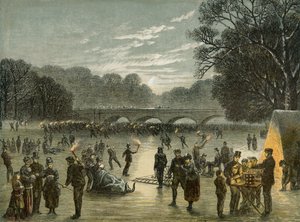 Korcsolyázás a szerpentinen a Hyde Parkban, Londonban, 1850 alkotó: Unbekannt