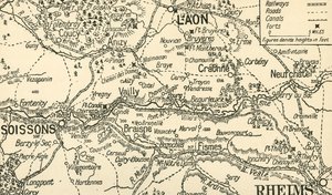 Vázlatos térkép az Aisne-völgyről Soissons fölött, 1914, c1920. alkotó: Unbekannt