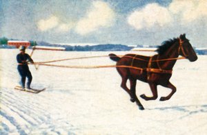 Skijöring Svédországban, 1928. alkotó: Unbekannt
