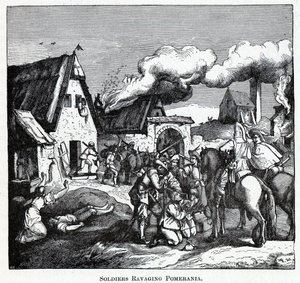 Katonák pusztítják Pomerániát, 1882 alkotó: Unbekannt