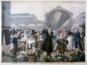 Levesstand a Les Halles piacon reggel, 1897 alkotó: Unbekannt