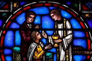 St Barth templom - Ólomüveg ablak - Szentáldozás, New York, Egyesült Államok alkotó: Unbekannt