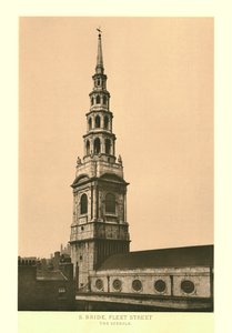 St Bride, Fleet Street, The Steeple, 19. század közepe-vége. alkotó: Unbekannt
