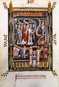 Szent Dénes, Szent Rusticus és Szent Eleutherius Sisinnius előtt, 1317 alkotó: Unbekannt