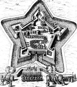 Az ostrom alá kerülő árok által védett Csillagerőd 1617-1619 alkotó: Unbekannt
