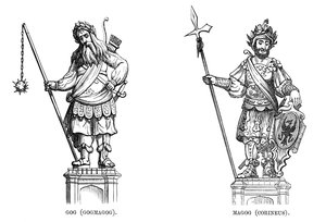 Góg Gogmagog és Magog Corineus szobrai, 1886 alkotó: Unbekannt