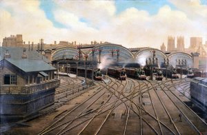 Gőzmozdonyok York állomáson, Yorkshire, 1910 alkotó: Unbekannt
