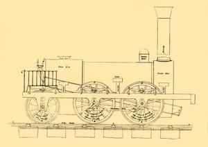 Stephensons 1833-as mozdony, 1887. alkotó: Unbekannt