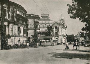 Strand Road, Rangoon. - Posta, Imperial Bank of India. Vámház a távolban, 1900. alkotó: Unbekannt