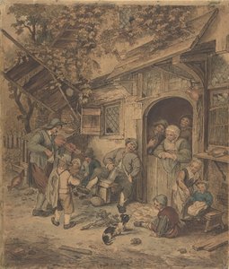 Sétáló hegedűs egy Ale ház ajtajában, 1625-85. alkotó: Unbekannt