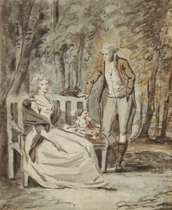 Tanulmány portréhoz: Egy hölgy és egy úriember a parkban, kb. 1780. alkotó: Unbekannt