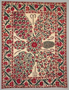 Suzani virágos permetekkel, 1800-1850. alkotó: Unbekannt