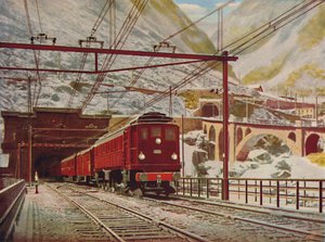 Svájci Expressz elhagyja a Nagy St. Gotthard alagutat, 1926 alkotó: Unbekannt