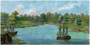 Sydney Cove, Új-Dél-Wales, Ausztrália, 1788. augusztus 20. c1885 alkotó: Unbekannt