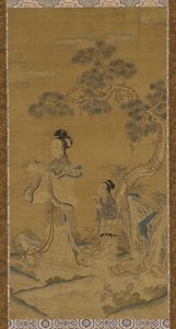 Gobelin: taoista nő, halhatatlan és kísérő egy fenyő alatt, Ming-dinasztia, 1368-1644. alkotó: Unbekannt