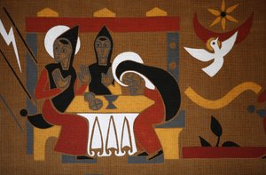 Gobelin a Saint-Pierre de Solesmes apátságban: Szent Benedek élete, Solesmes, Franciaország alkotó: Unbekannt