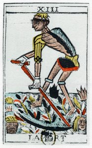 Tarot kártya a halálról, a kaszás, Noblet tarot, 17. század. alkotó: Unbekannt