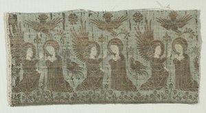 Textiltöredék az Angyali üdvözlettel, 1370-1400. alkotó: Unbekannt