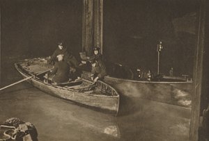 Temzei rendőrség az éjszakai őrjáraton, amely őrzi a folyó biztonságát, 1935. alkotó: Unbekannt
